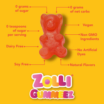 Zolli Gummies Pineapple - Delicious Zero Sugar, Allergy-Free, Keto, Vegan Clean Teeth Candy - 1.94Oz For A Single Tasty And Dent