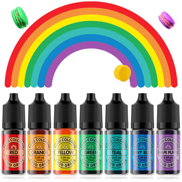 Cherrysea Food Coloring for Cake Decorating Rainbow Edible Food Dye for Baking Royal Icing Cookie Supplies Gluten Free 7x12ml Fo