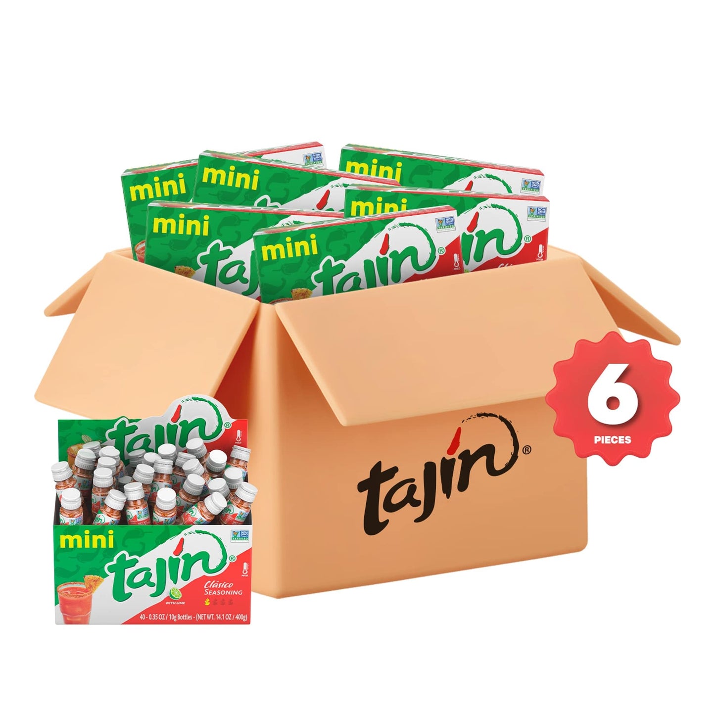 Taj  n Cl  sico Chile Lime Seasoning Mini Display 0.35 oz, 40 Mini Bottles (Pack of 6)