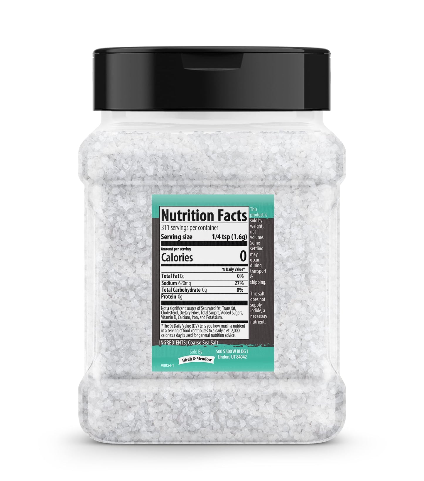 Birch & Meadow Coarse Grain Sea Salt, 1.1 lb, Kitchen Essential, Cooking & More