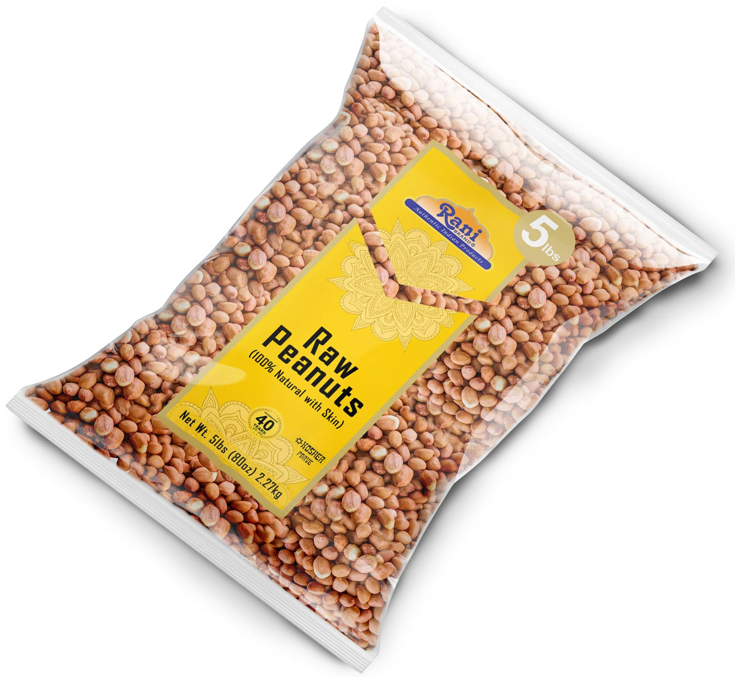 Rani Peanuts, Raw Whole With Skin (uncooked, unsalted) 80oz (5lbs) 2.27kg Bulk ~ All Natural | Vegan | Kosher | Gluten Friendly