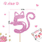 MINUET MINUTE Cat Five Cake Topper - Pink Glitter, Cardboard, Happy 5th Birthday Party Supplies