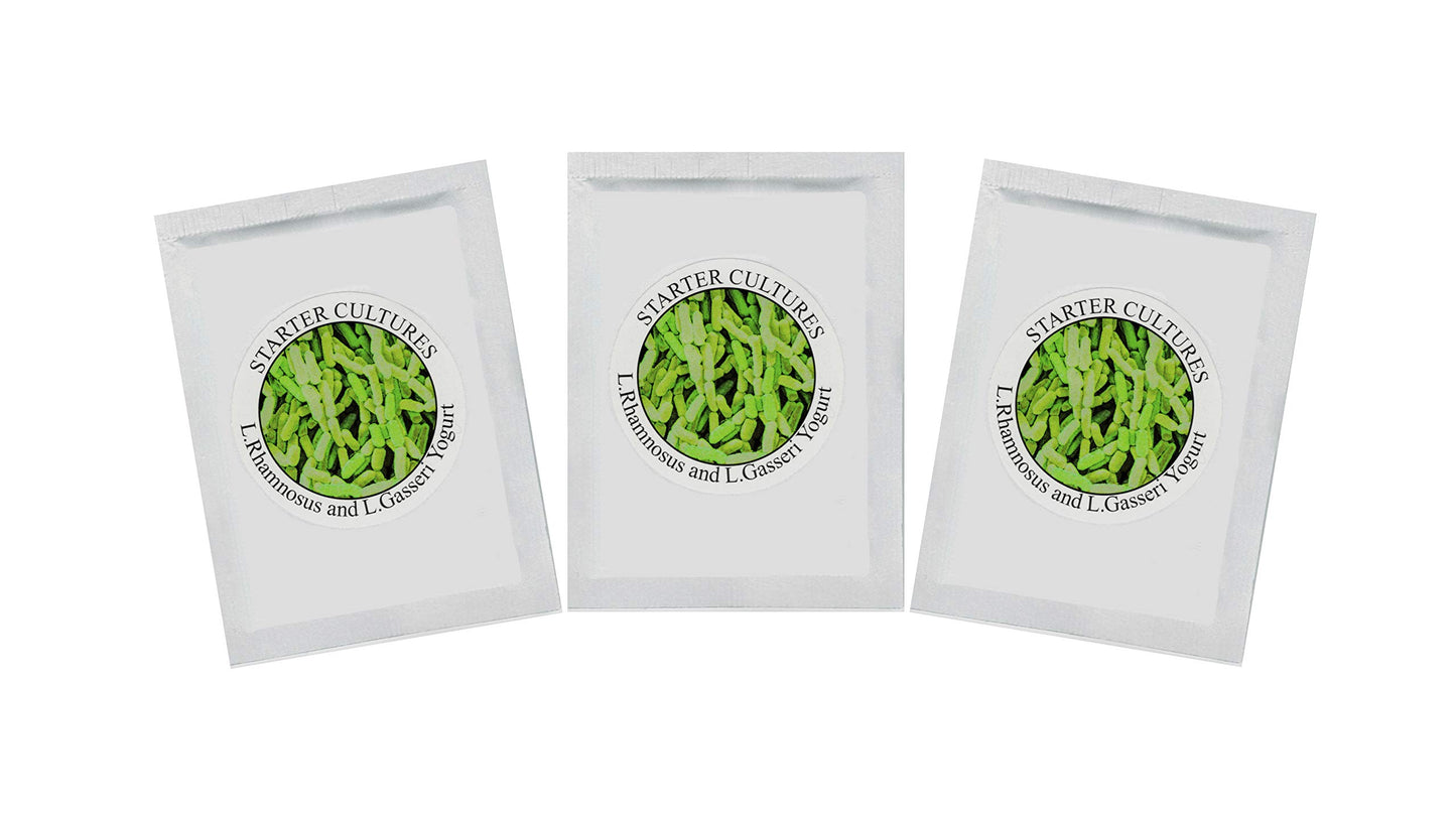 Natural Probiotic Selection Yogurt Starter Cultures - Pack of 3 Freeze-Dried Sachets for Lactobacillus Rhamnosus and L.Gasseri Y