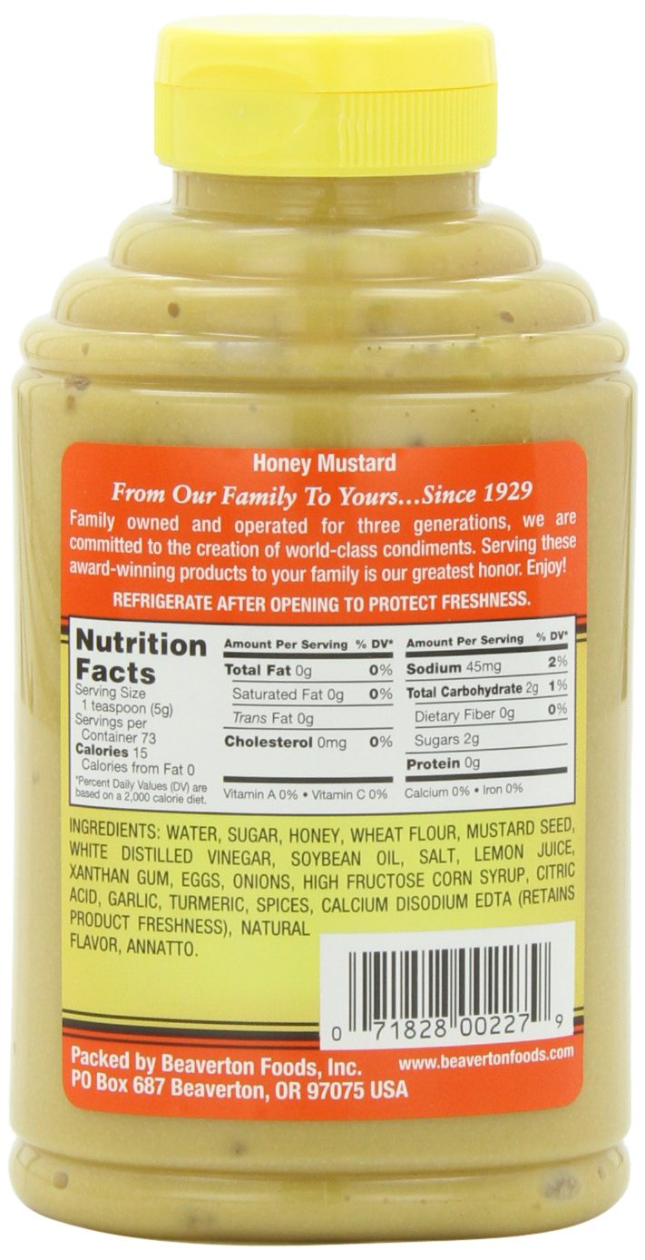Beaver Sweet Honey Mustard, 13 Ounce Squeeze Bottle (Pack of 6)