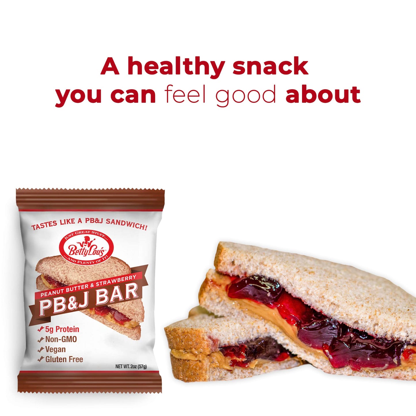 Betty Lou'S Pb&J Bars | Peanut Butter & Strawberry Snack Bars | Gluten Free, Vegan, Non Gmo | Deliciously Healthy Snacks | Indiv