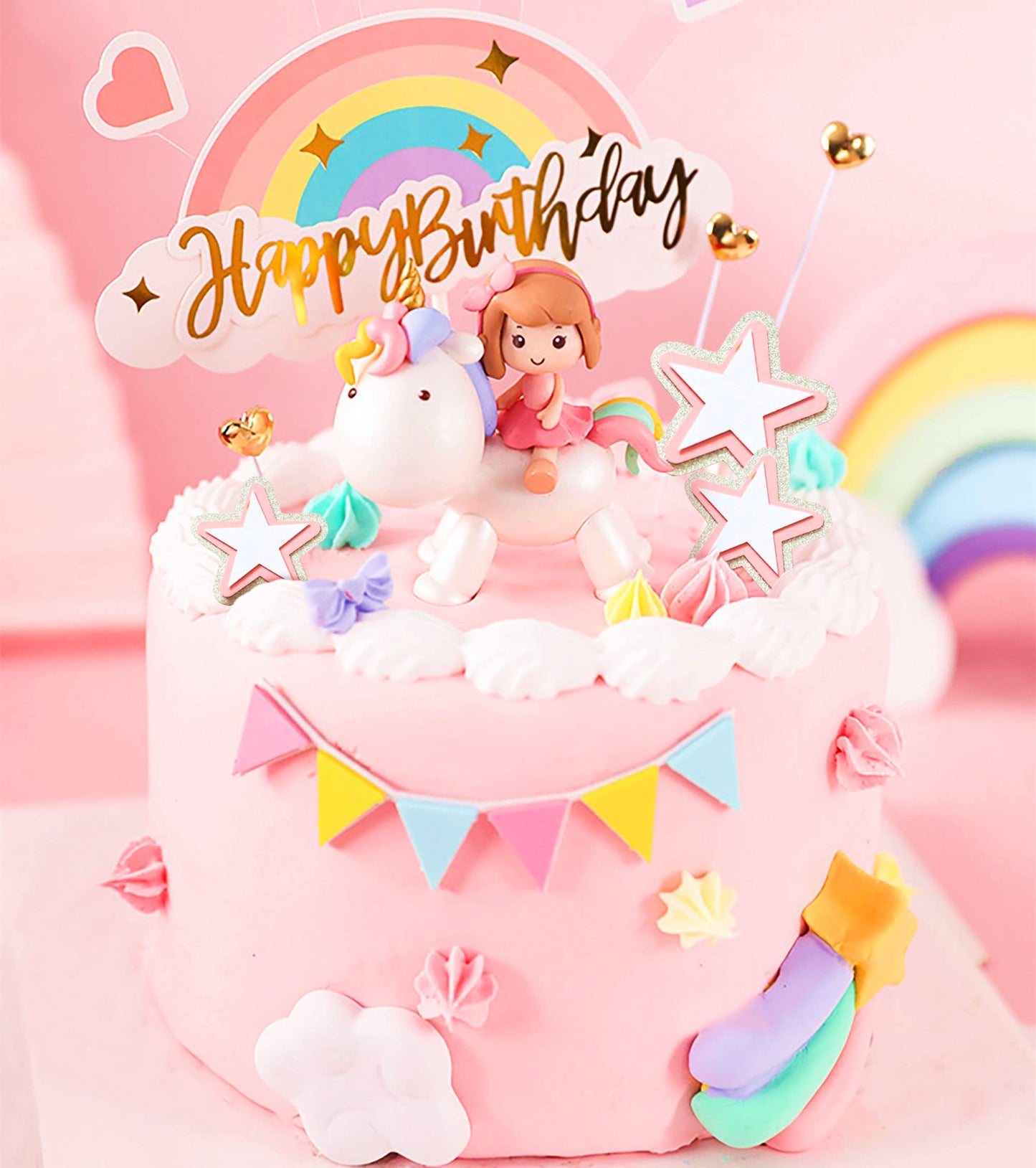 Jevenis Magical Unicorn Cake Decoration Girls Unicorn Birthday Decoration Rainbow Cake Topper Unicorn Party Favors Rainbow Birth