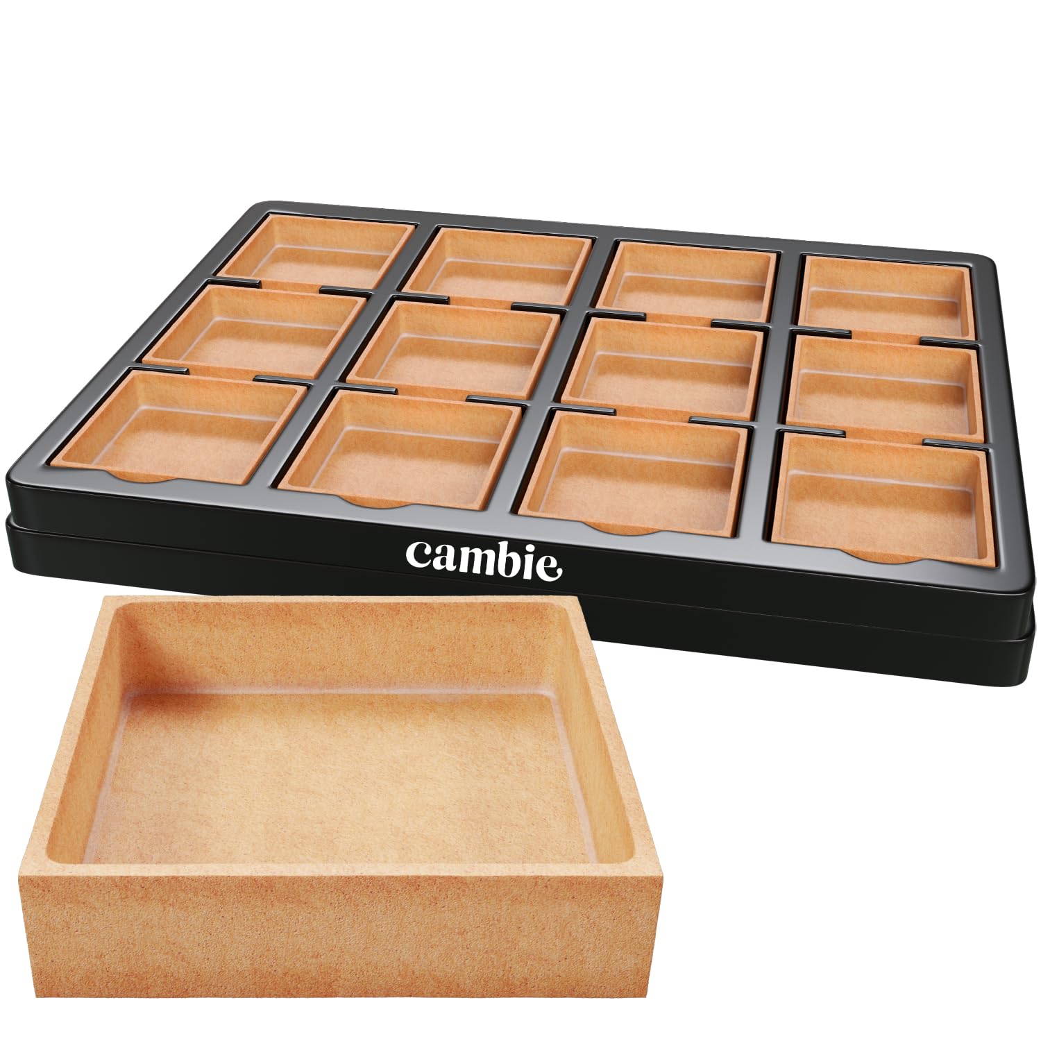 Cambie Large Square Vanilla Tart Shells, 71mm (2.8'') Diameter, French Style Tart Shells, White Chocolate Coating, Pack of 24
