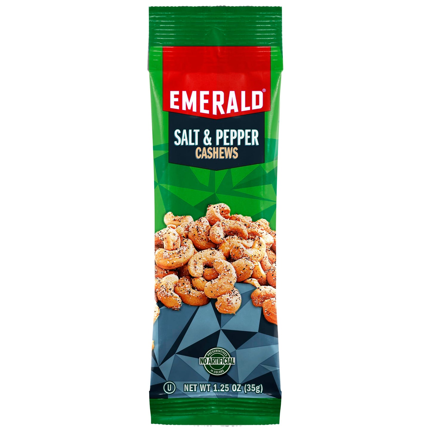 Emerald Nuts Salt And Pepper Seasoned Cashews 12 Ct (1-Pack) | 1.25 Oz Individual Snack Tubes | Kosher Certified, Non-Gmo, Contains No Artificial Preservatives, Flavors Or Synthetic Colors