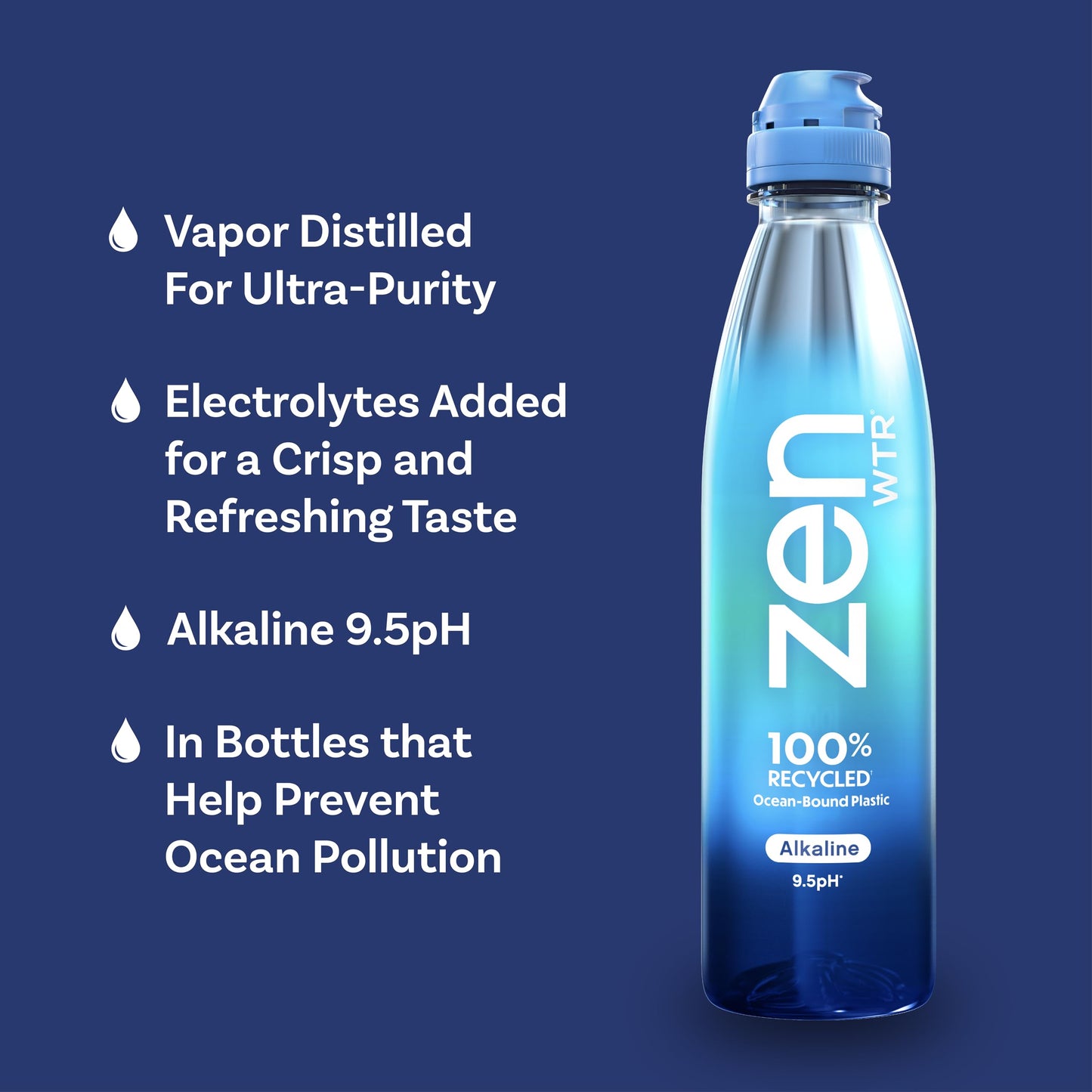 ZEN WTR Alkaline Lifestyle Water, 23.7 Fl Oz, Pack of 12