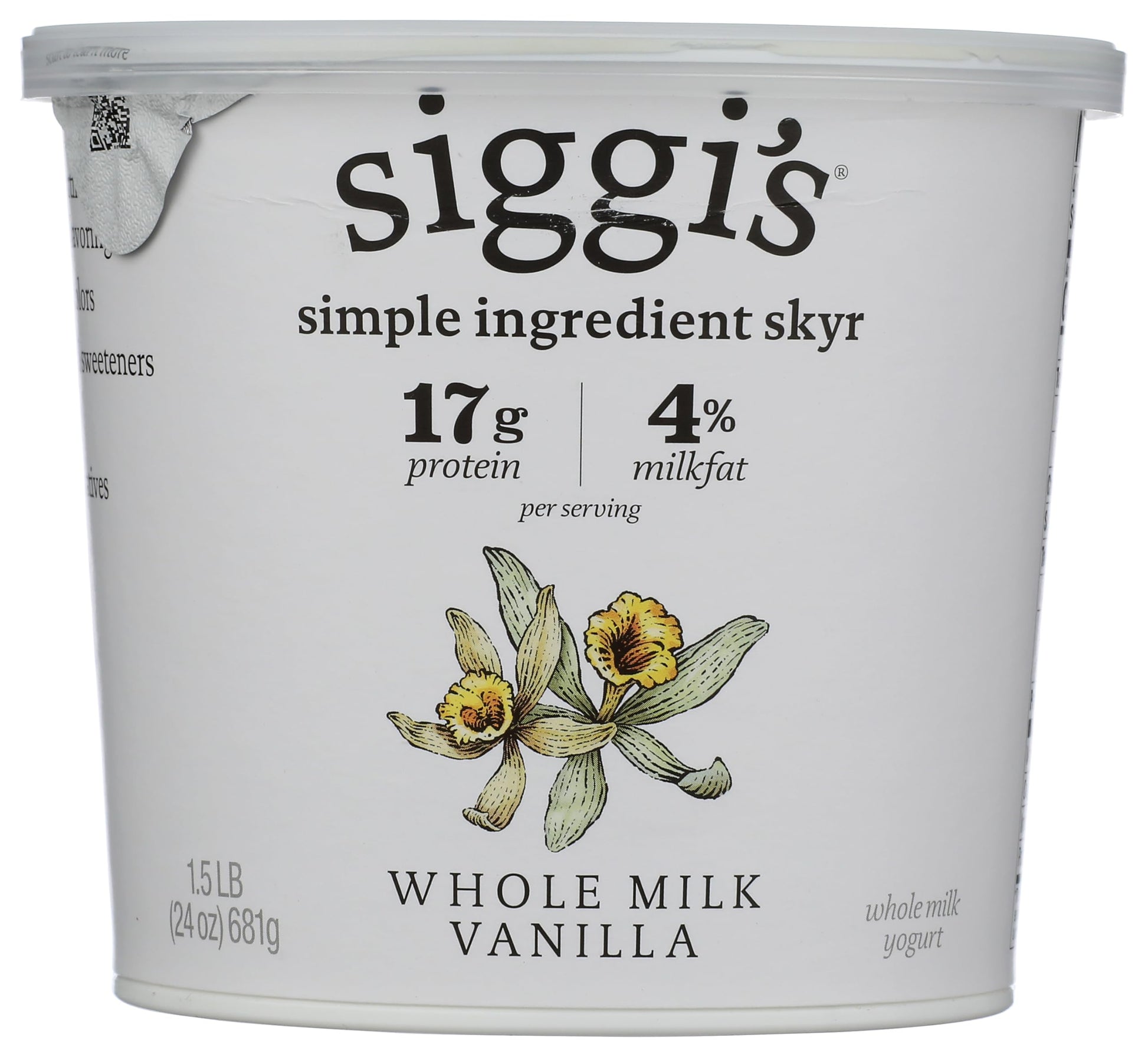 siggis Icelandic Strained Whole Milk Yogurt, Vanilla, 24 oz. - Thick, Protein-Rich Yogurt Snack