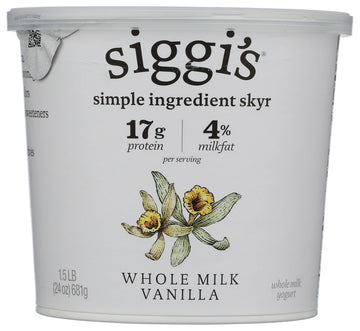 siggis Icelandic Strained Whole Milk Yogurt, Vanilla, 24 oz. - Thick, Protein-Rich Yogurt Snack