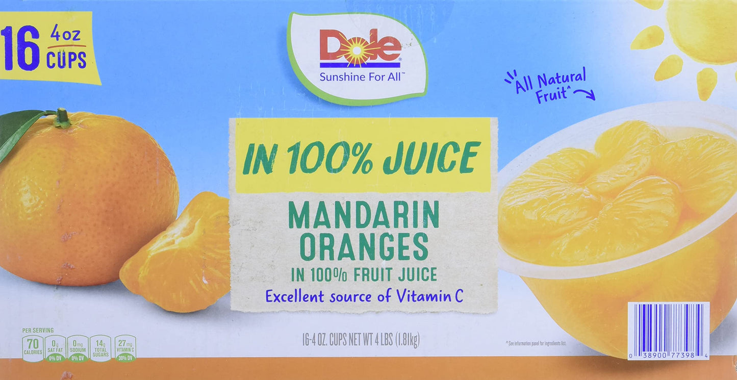 Dole Mandarin Oranges Fruit Cups - 16 Count (Pack of 1)