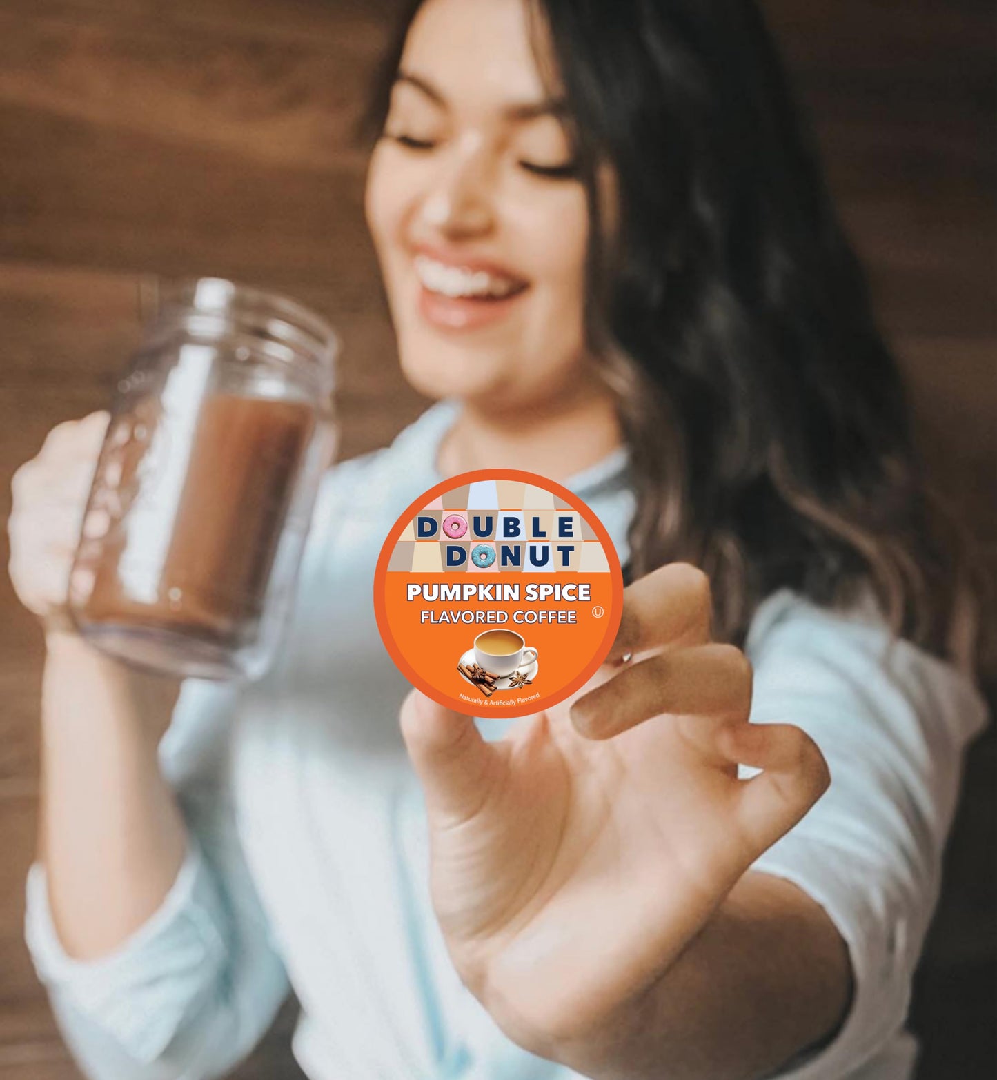 Double Donut Coffee Pumpkin Spice Medium Roast Coffee Pods, 20 Count, Compatible with Keurig K Cups