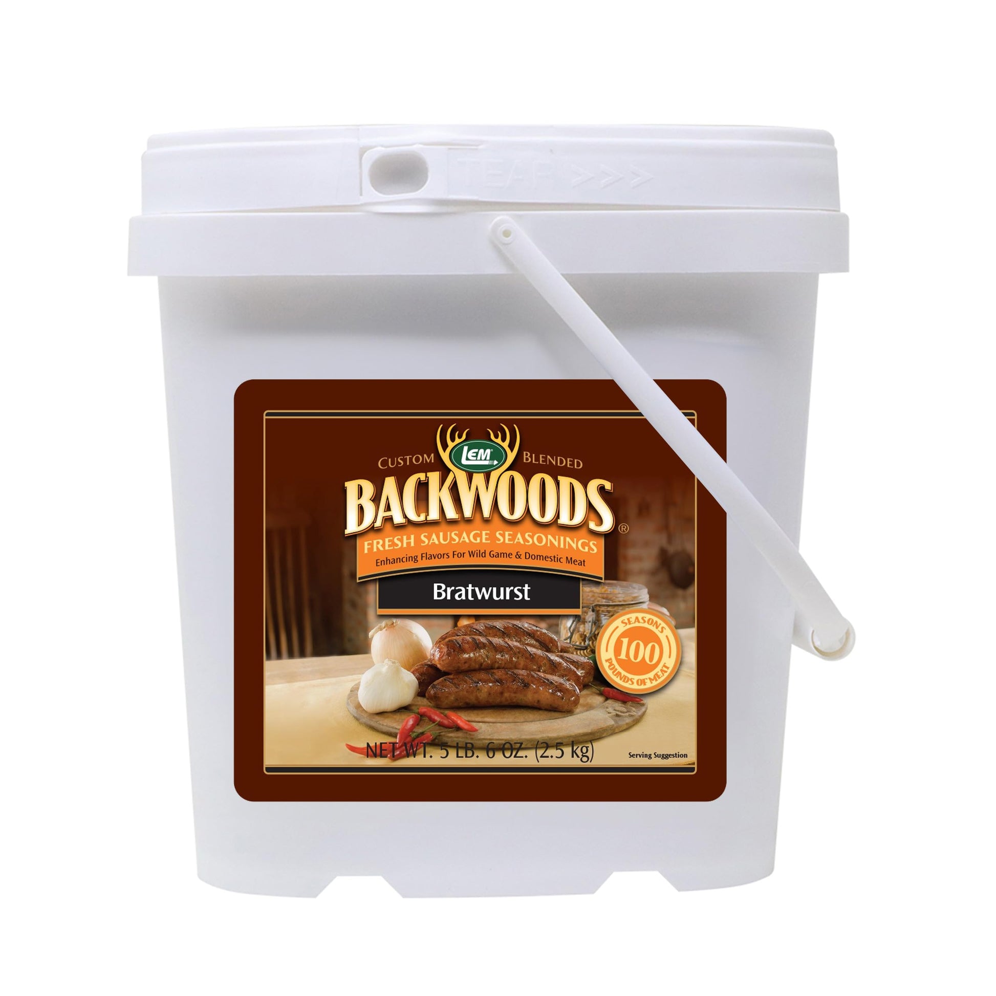 LEM Backwoods Bratwurst Sausage Seasoning, 90 Oz, Ideal for Wild Game & Domestic Meat, Model 9995