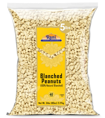 Rani Peanuts Skinless (Blanched, Uncooked) 80oz (5lbs) 2.27kg Bulk ~ All Natural | Vegan | Gluten Friendly | Kosher | Fresh Prod