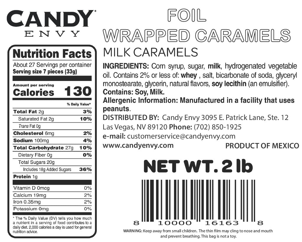 Candy Envy - Individually Wrapped Caramels - Navy Blue Wrapper - 2 Pound Bulk Navy Blue Candy