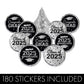 Black And Silver Graduation Party Stickers For Kisses Candy, Chocolate Drops, 2025 Grad Party Favors - 180 Count