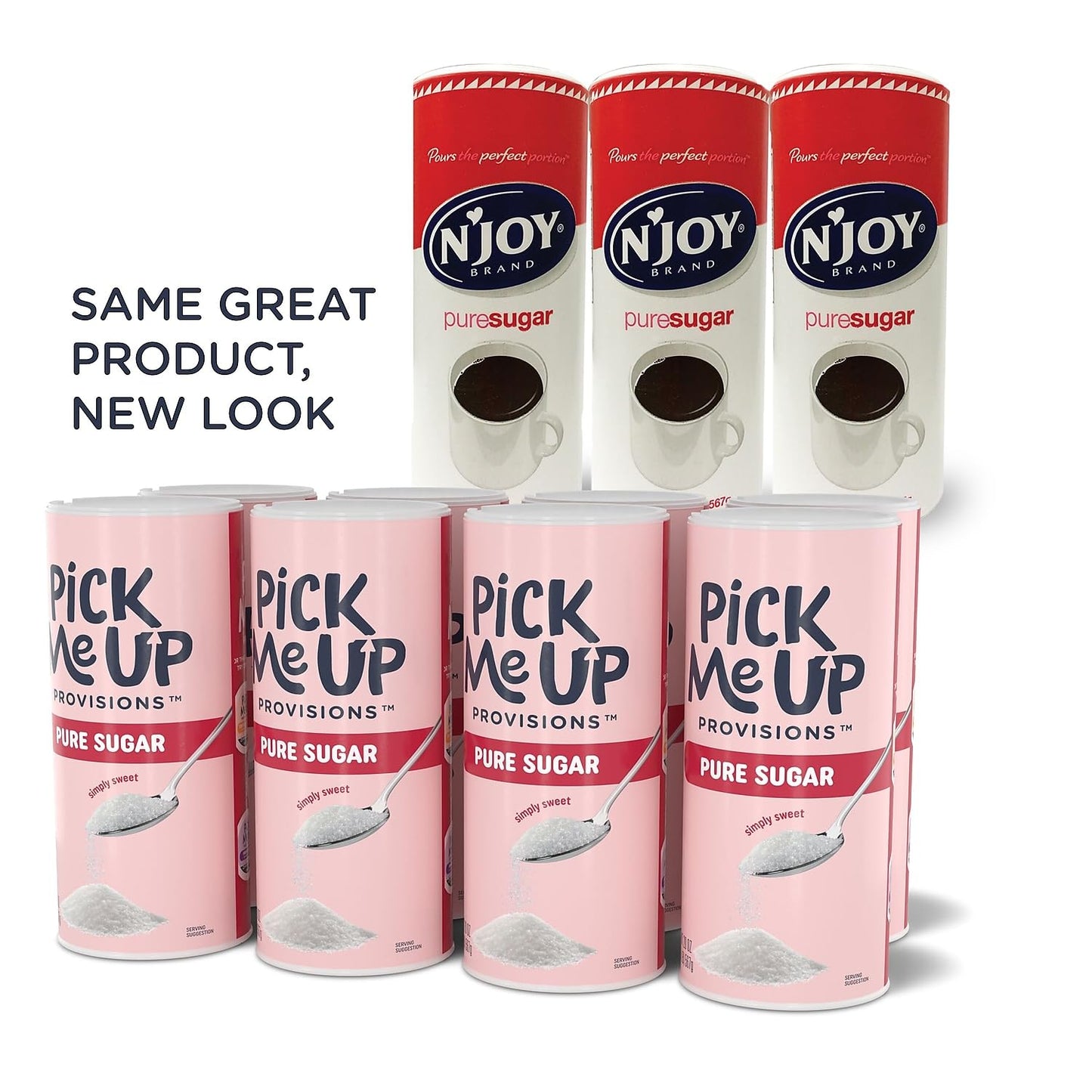 Pick Me Up Provisions 100% Pure Cane Sugar  Easy Pour Sweetener  22 Oz Canister  8-Pack  Granulated White
