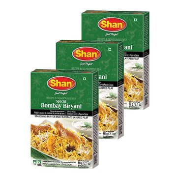Shan - Bombay Biryani Seasoning Mix (60G) - Spice Packets For Spicy Meat Pilaf (Pack Of 3)
