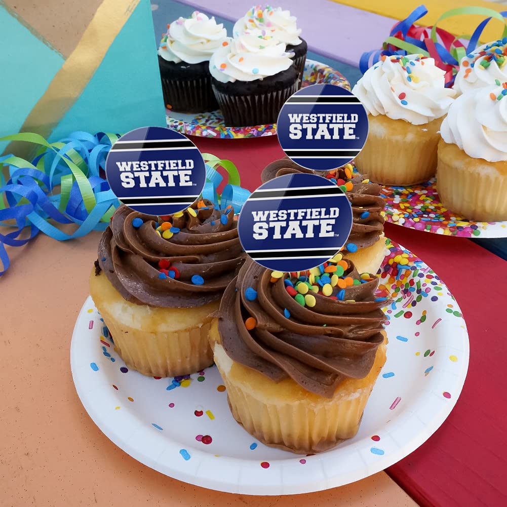 GRAPHICS & MORE Cupcake Picks Set of 6, Multi Color Acrylic Toppers for Westfield State University