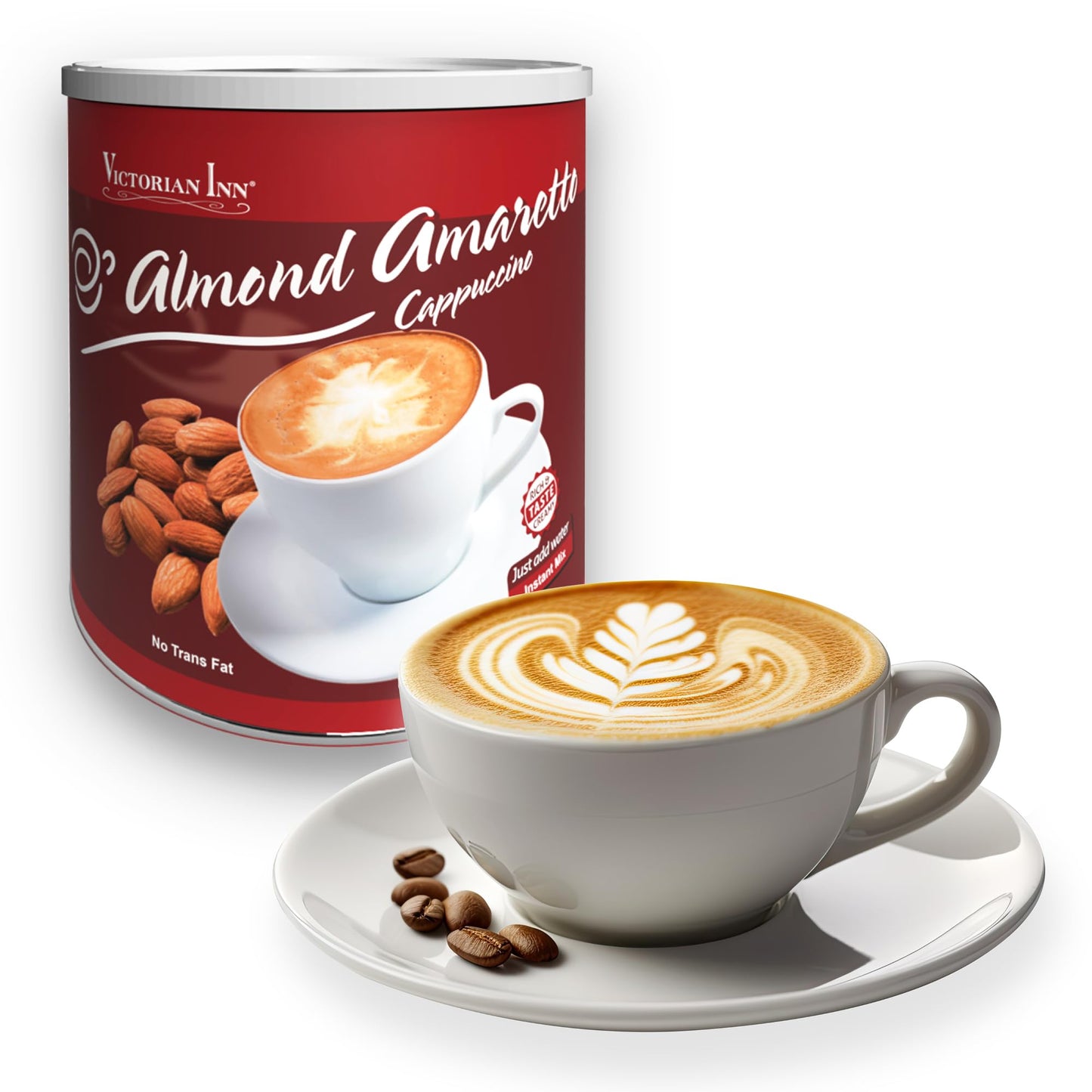 Victorian Inn Instant Cappuccino Almond Amaretto 32 Ounce Pack of 6