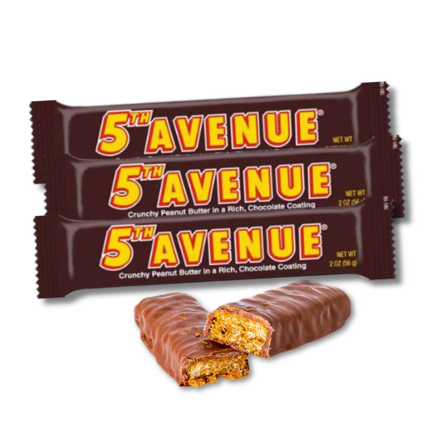 5th Avenue - Pack of 3 - Milk Chocolate Covered Crispy Peanut Butter Candy Bar - 2 oz. Full Size