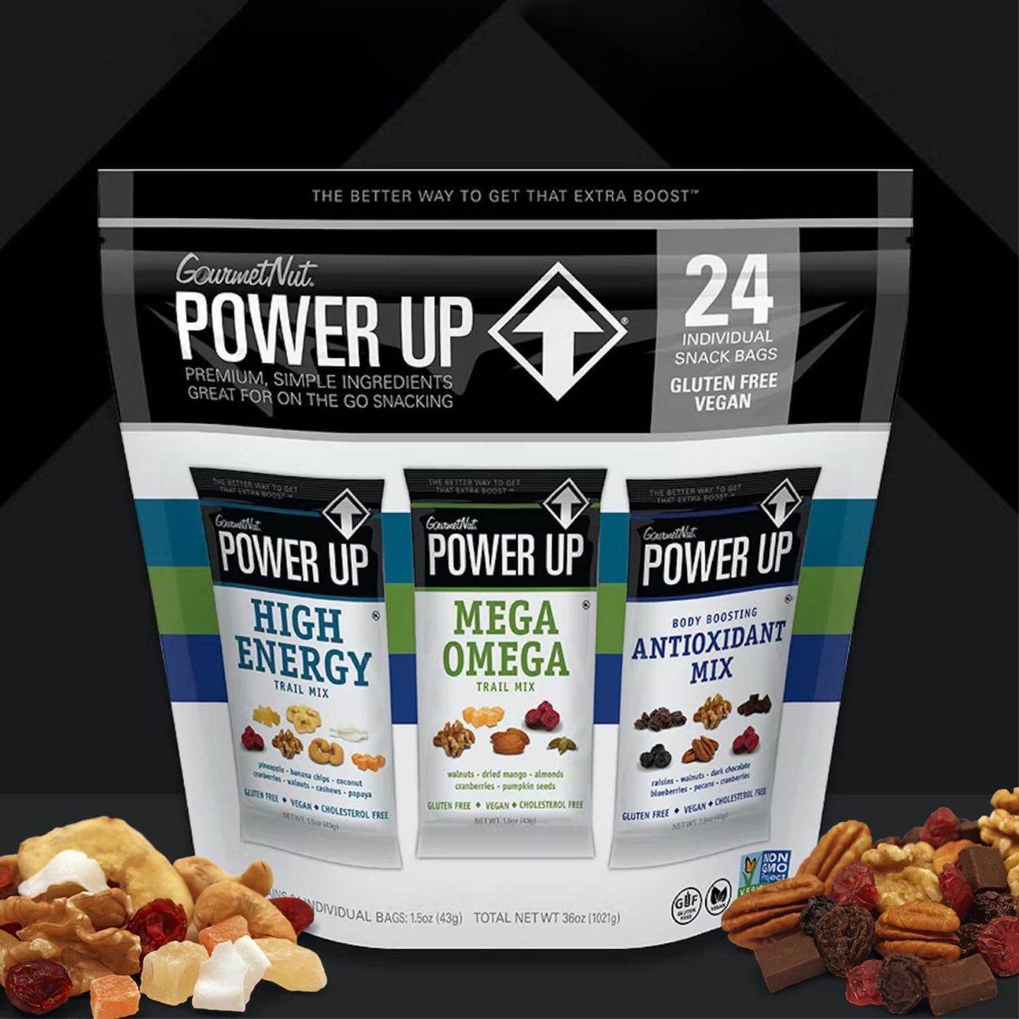 Power Up Trail Mix Variety Pack 24 1.5 Oz Net Wt 36 Oz