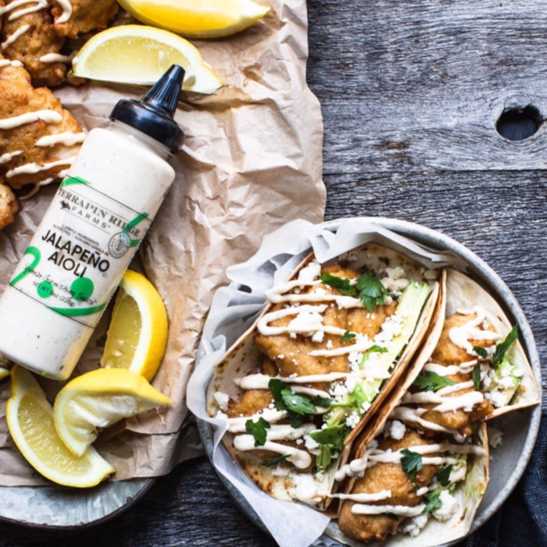 Terrapin Ridge Farms Jalapeno Aioli Garnishing Sauce, Gluten Free, Keto Friendly, 7.75 Ounce