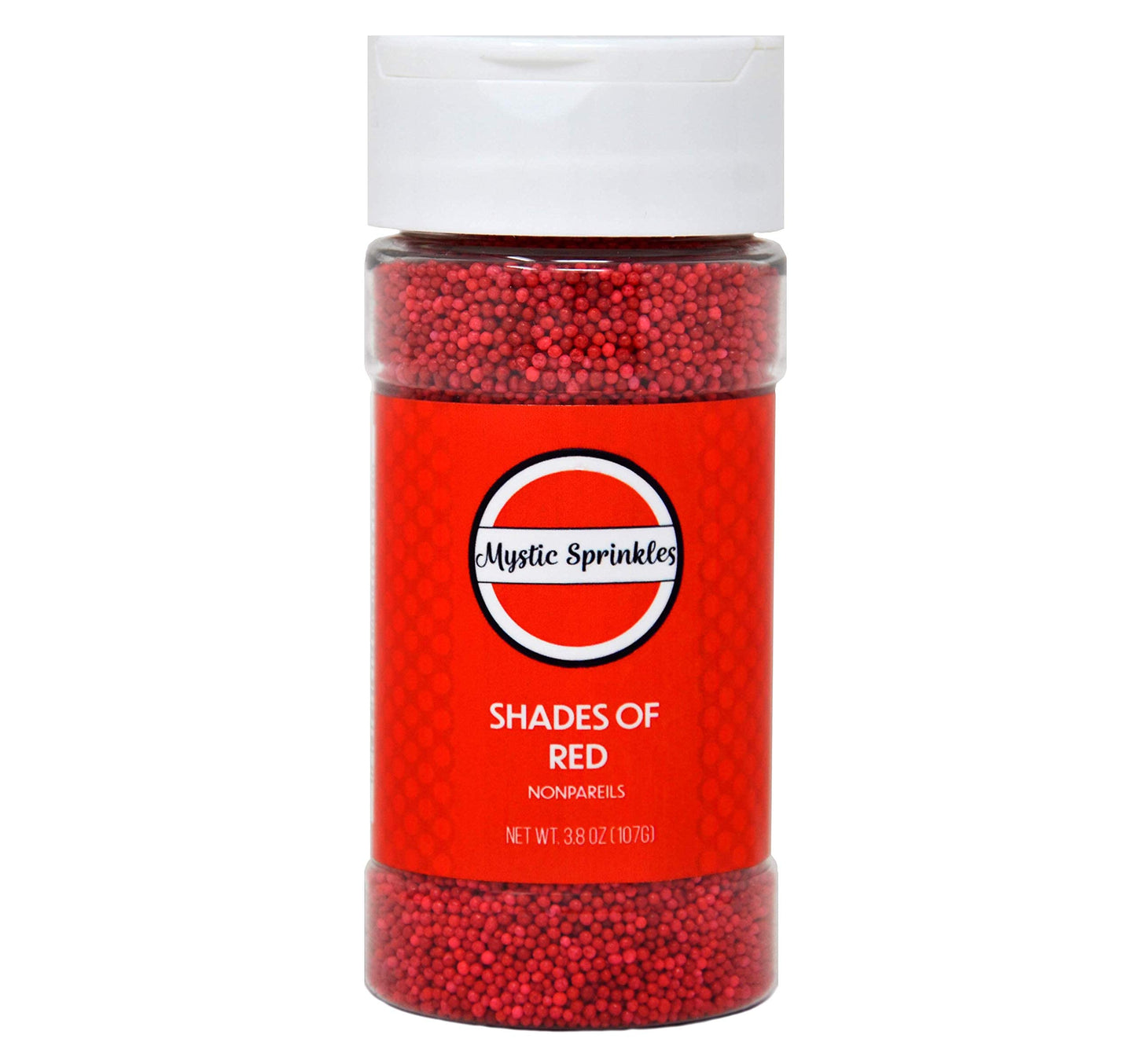 Mystic Sprinkles Solid Color Nonpareils 3.8Oz Bottle (Shades Of Red)