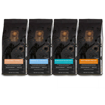 Copper Moon Ground Coffee, Medium Roast, Flavored Variety Pack, 12 Oz (Pack Of 4)