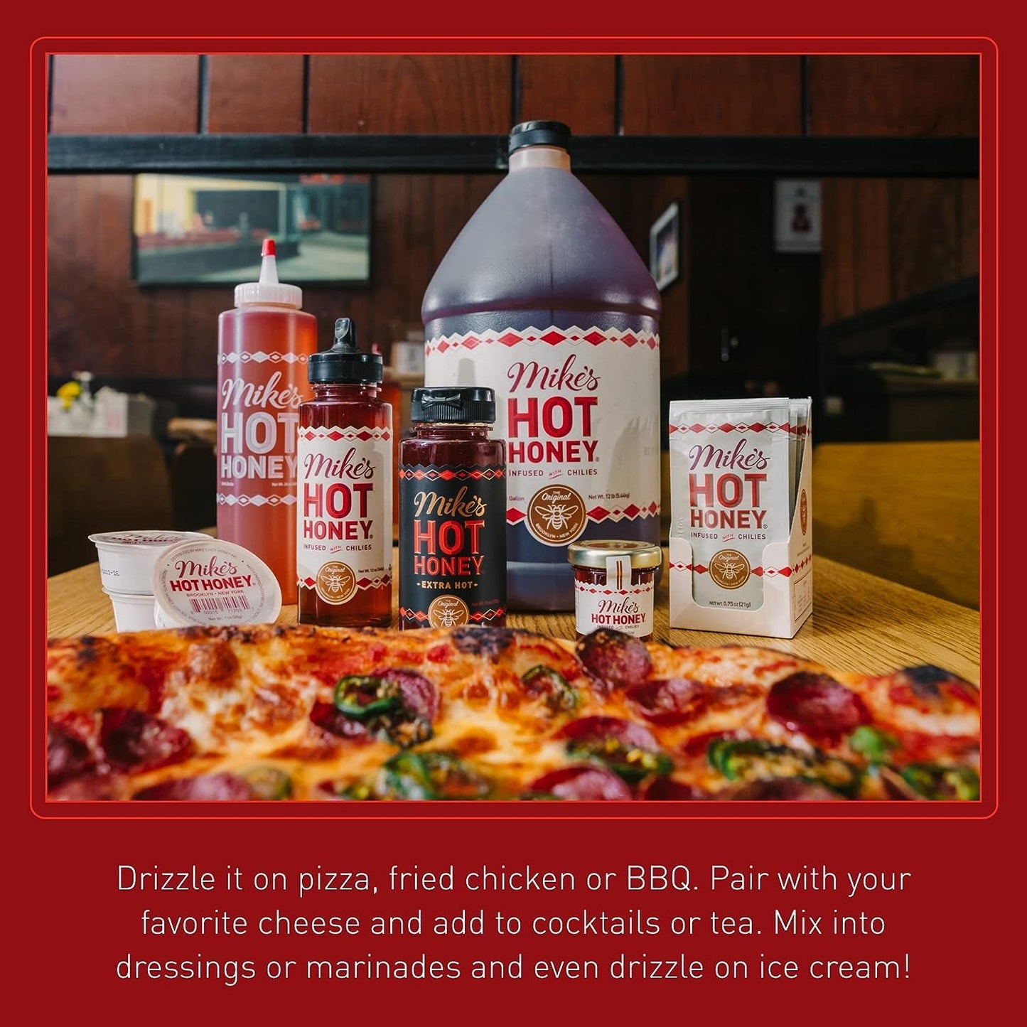 Mikes Hot Honey Spicy Honey Infused with Chili Peppers, 10 oz, Gluten-Free, Kosher, Paleo-Friendly