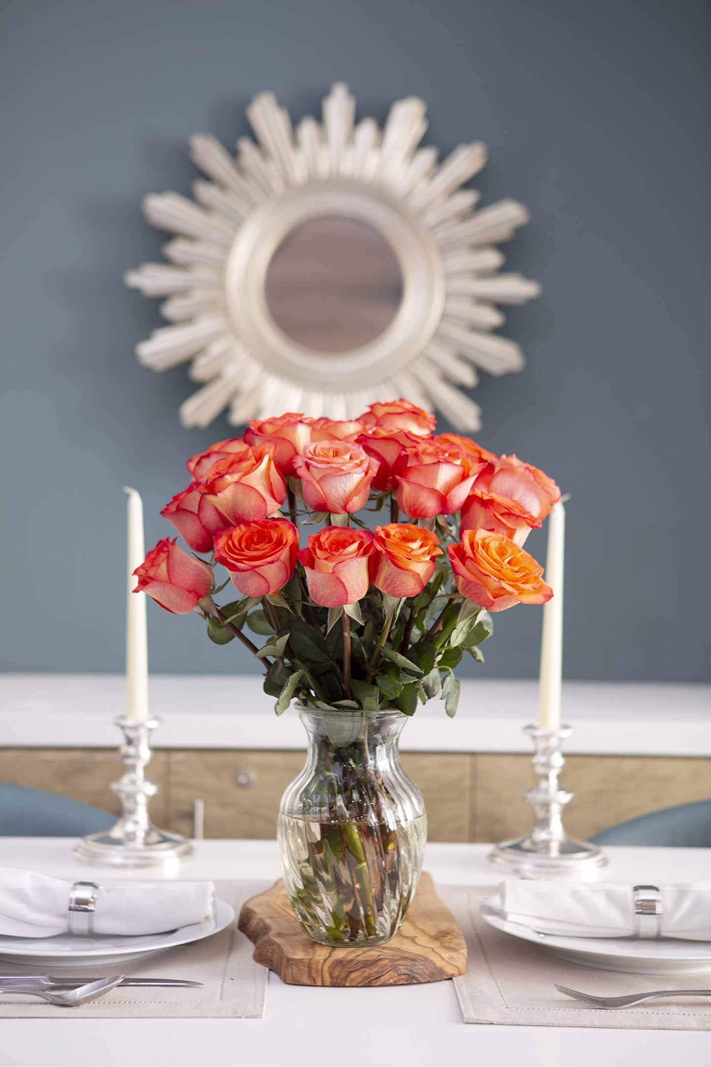 KaBloom Fresh Orange Roses Bouquet - 18 Long-Stem Flowers for Gifts - Model KADF2760-V999-A999
