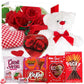 Valentines Day Gift Basket Set | Teddy Bear Plush (Red Or White), Elmer Heart Chocolate, Milk Chocolate Bar, Kit Kat Chocolate B