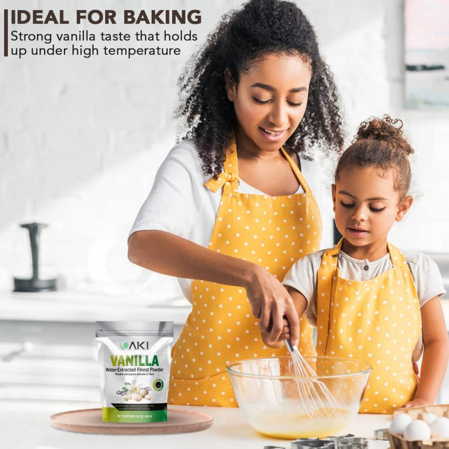 Aki Vanilla Extract Powder From Authentic Beans For Delicious Flavoring, Cooking, Baking, Drinks, Tea, Coffee, Smoothies, Cocktails - Sugar-Free &  -Free (454G/1Lb)
