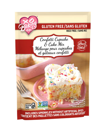 XO Baking Co. Gluten Free Small Batch Confetti Cupcake & Cake Mix - Includes Sprinkles; Non-GMO; Rice Free; Peanut Free; No Pres