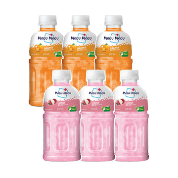 Mogu Mogu Orange And Lychee Juice 25% With Nata De Coco | Energy Booster Drink | Full Of Fruit Fibres | No Added Preservatives A