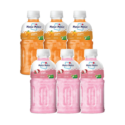 Mogu Mogu Orange And Lychee Juice 25% With Nata De Coco | Energy Booster Drink | Full Of Fruit Fibres | No Added Preservatives A