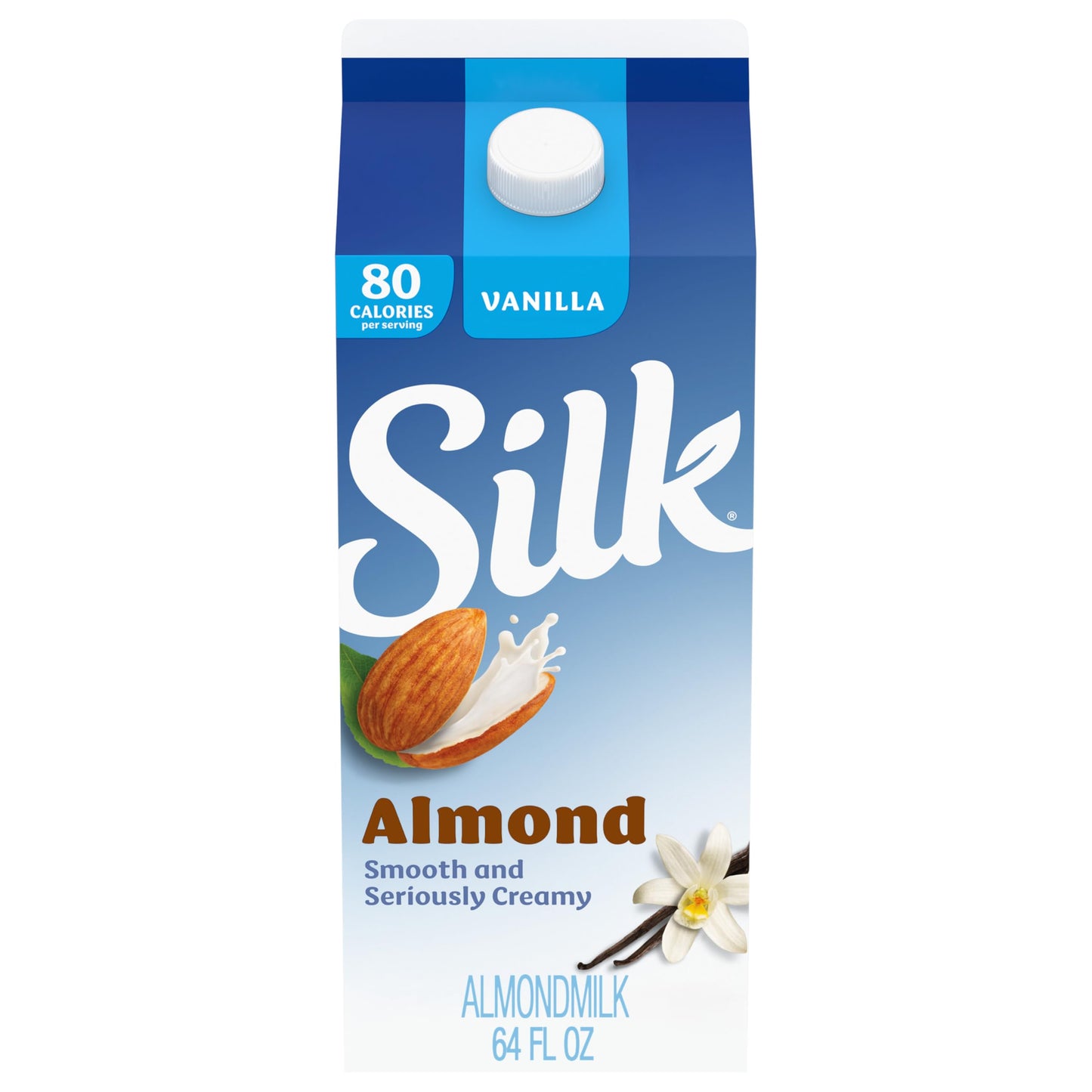 Silk Almond Milk, Vanilla, Dairy Free, Gluten Free, Seriously Creamy Vegan Milk with 50% More Calcium than Dairy Milk, 64 FL OZ