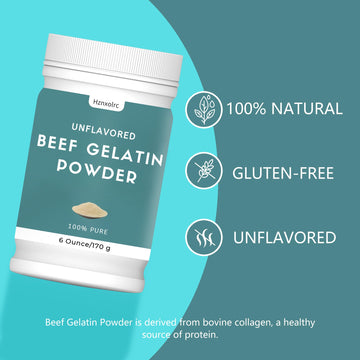 6 oz Beef Gelatin Powder Unflavored, Natural Thickener, Rich in Collagen, Used in Jellies, Puddings, Candies, Dairy Products, Ja
