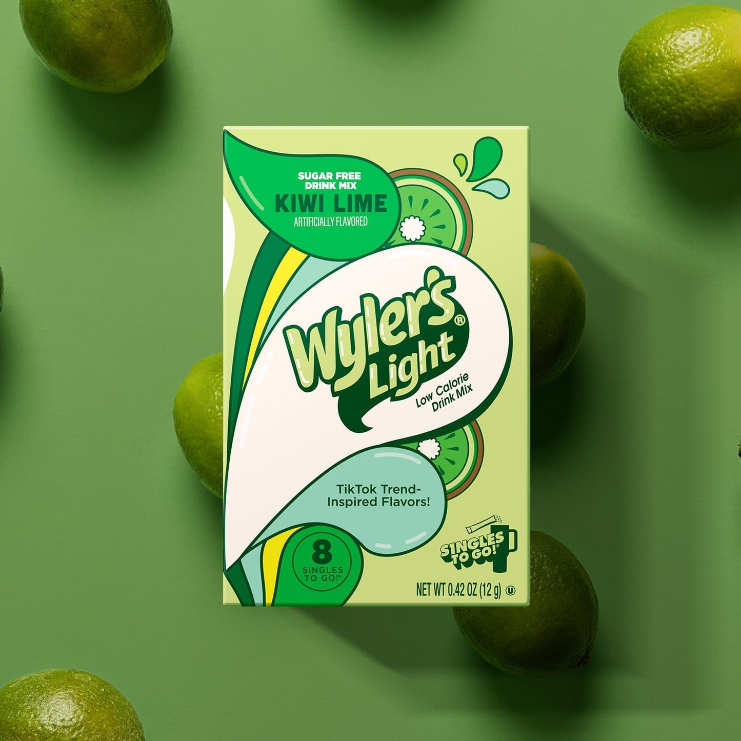 Wylers Light Powdered Drink Mix Variety Pack - 5 Flavors: Cotton Candy, Peach Ring, Banana, Vanilla, Kiwi Lime - 0.42 Ounce (Pack of 5)