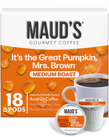 Mauds Pumpkin Spice Flavored Coffee Pods  18 ct - 100% Arabica Medium Roast Coffee  Solar Energy Produced Recyclable Single Coffee Pods Compatible with Keurig K-Cup malt-inspired