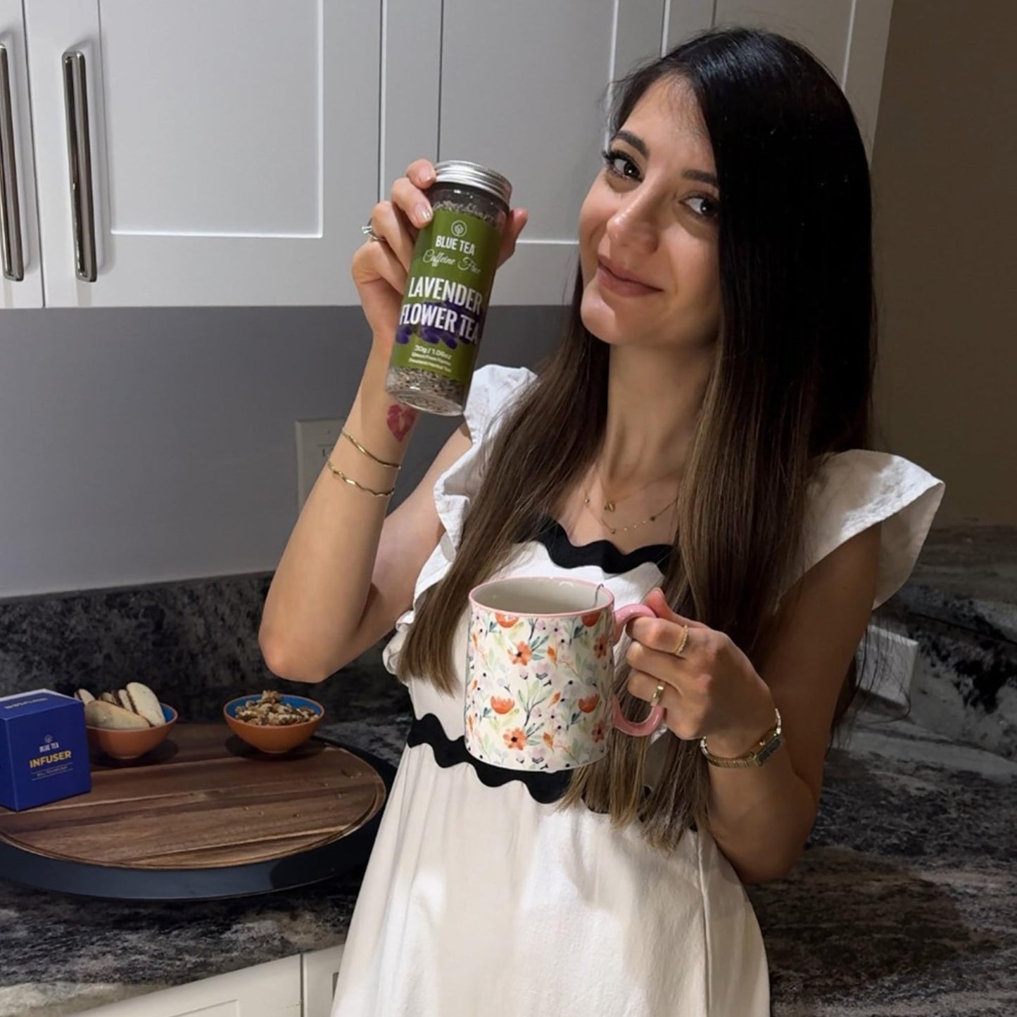 Blue Tea - Lavender Tea - 1.05 Oz (30+ Cups) Loose | Soothing Tea | Herbal Tea - Flower Based - Caffeine Free - Vegan - Non-Gmo - No-Bitter - Chemical Fee | Reusable Pet Jar