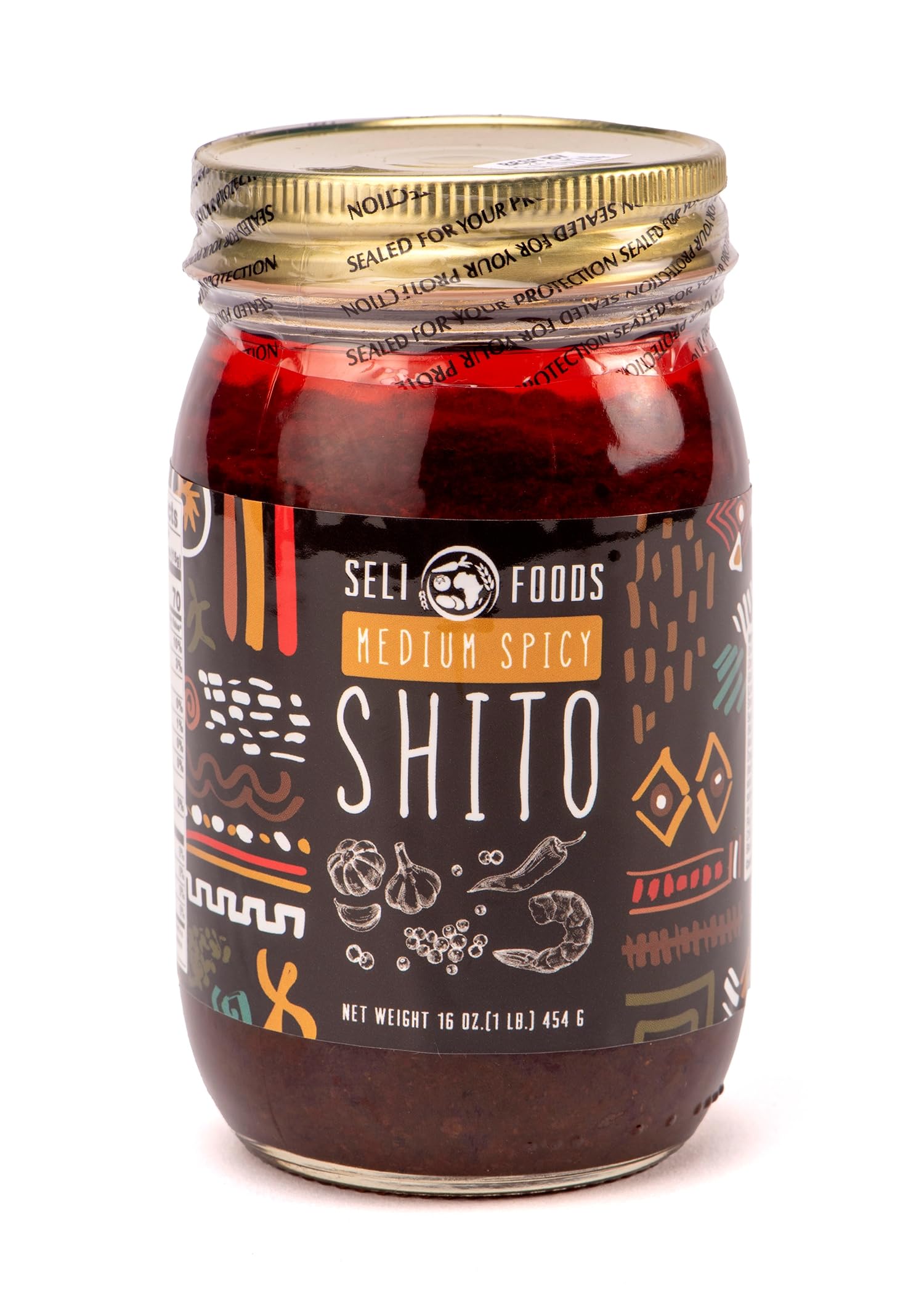 Shito Sauce/Seafood Condiment/Chili Sauce/Hot Pepper Sauce Medium Spicy16 Oz Jar