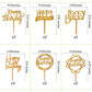 Chewarelly Birthday Cake Topper Set, 12 Pack Acrylic Bunting Decor, Gold, Model HBCTAC04