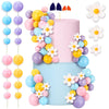Threehoney 63 Pcs Blue Dog Cake Toppers With Balls Cake Picks And Flowers For Birthday Decoration Groovy Pastel Cupcake Inserts 