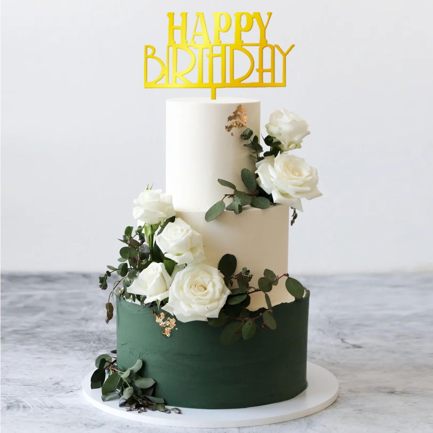 32 Pcs Gold Happy Birthday Cake Toppers Flower Acrylic Gold Birthday Cake Topper Cake Pick Decorations For Birthday Party Cake D