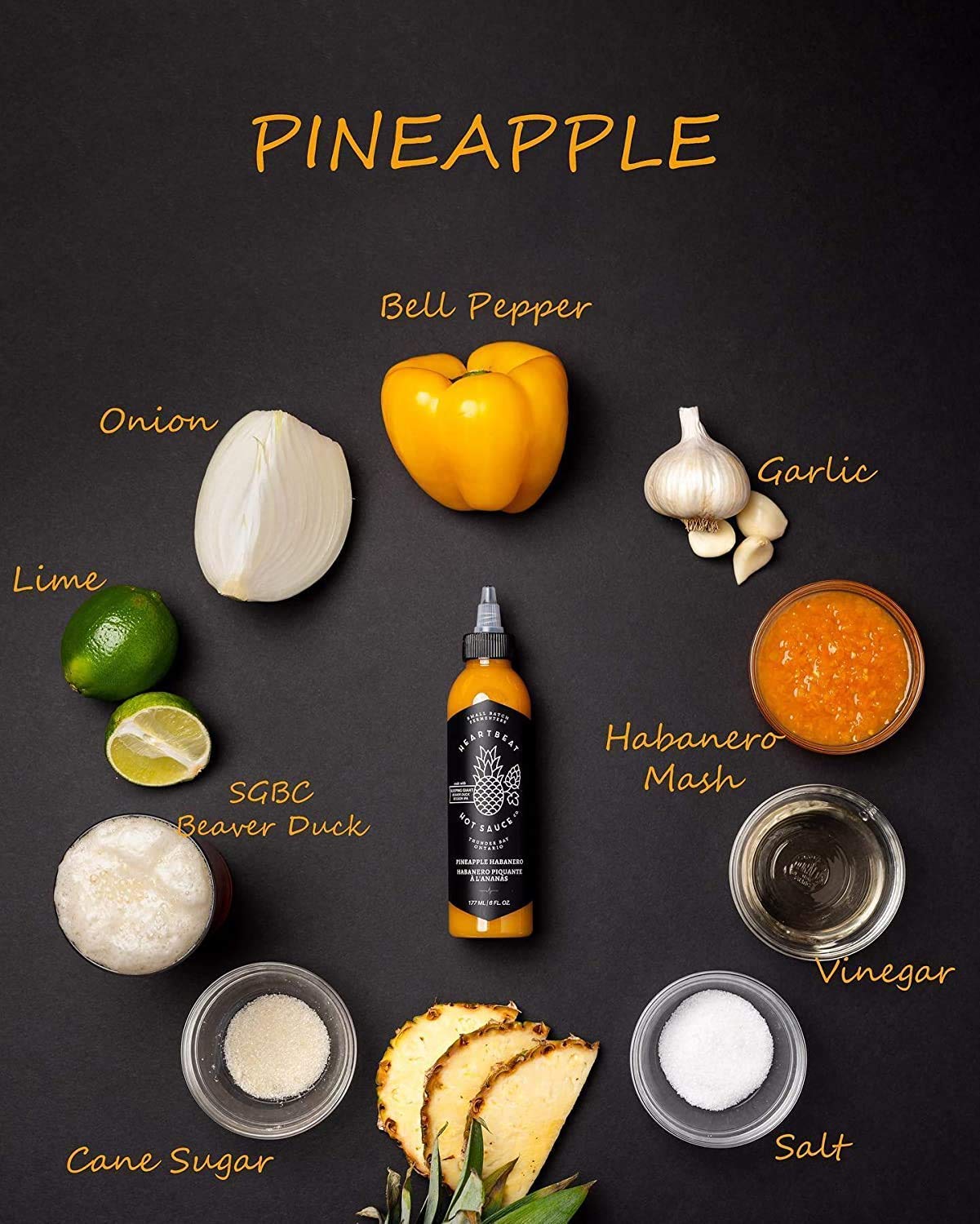 HEARTBEAT HOT SAUCE CO. Pineapple Habanero Hot Sauce, 6 fl oz (Pack of 3)