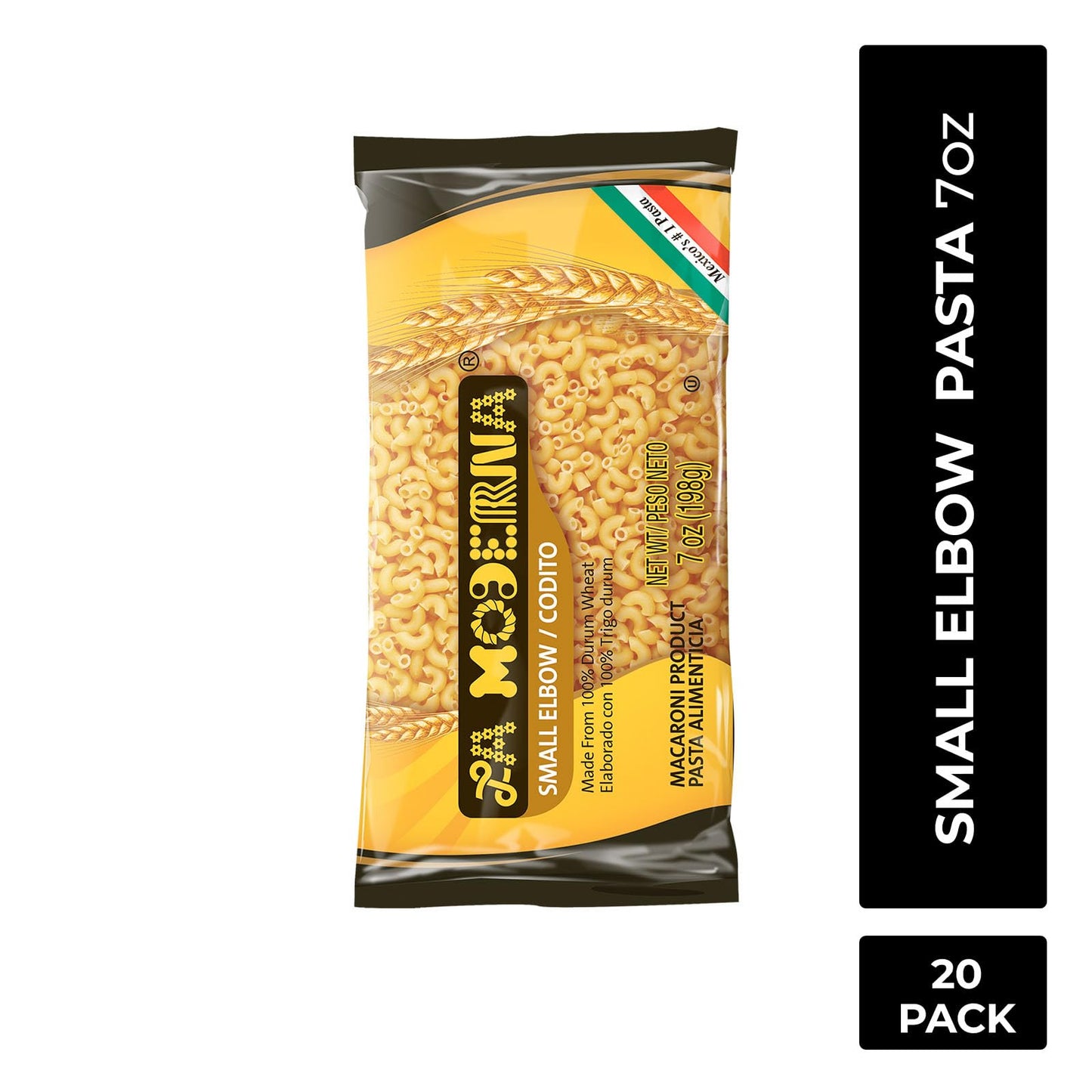 LA MODERNA, Small Elbows Coditos Pasta, 7 oz (Pack of 20) | Enriched Durum Wheat Semolina | Kosher, Non-GMO, Iron and Vitamin-Fo