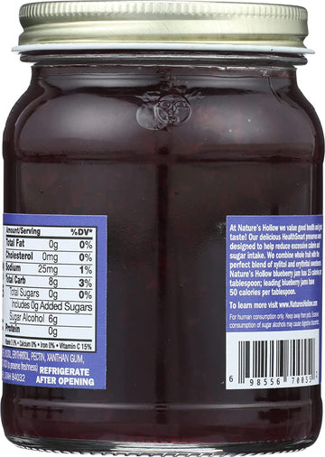 Nature's Hollow Blueberry Jam: Sugar Free Preserves, Low Cal, Non GMO, Keto Friendly, Vegan, Gluten Free, and Diabetic Friendly