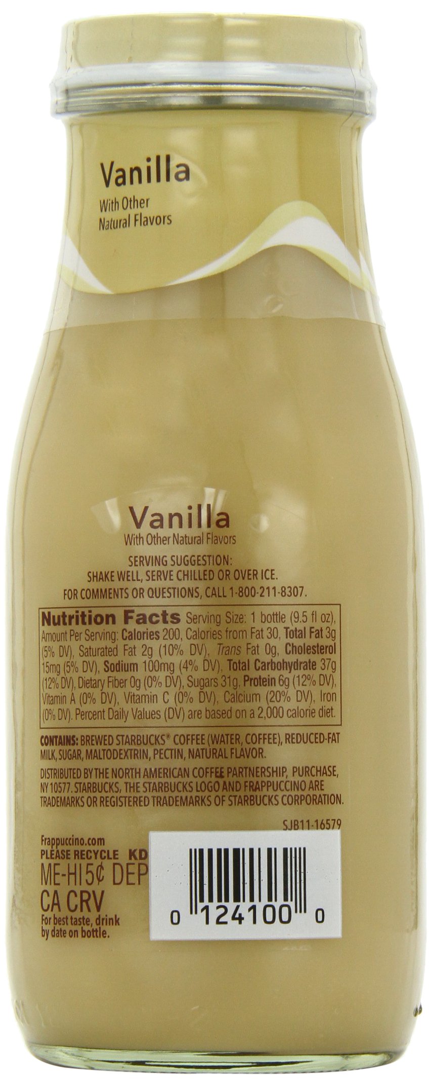 Starbucks Bottled Coffee Drink, Frappuccino Chilled With Natural Vanilla Flavors, 9.5 Fl Oz - 12 Pack